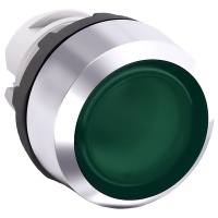Кнопка MP2-21G зеленая с фиксацией низкая с подсветкой