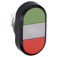 Кнопка двойная MPD1-11С зеленая/красная прозрачная линза без текста
