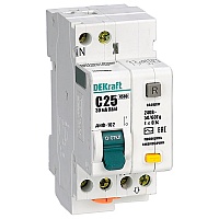 Автоматический выключатель дифференциального тока (АВДТ) 1п+N 40А х-ка C 30мА тип AC 4.5кА ДИФ-102