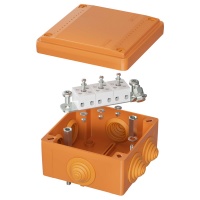 Коробка пластиковая FS с кабельными вводами и клеммниками IP56 100х100х50мм 5р 450V 10A 6мм.кв.