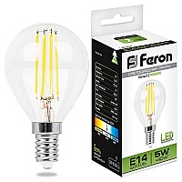 Лампа светодиодная LED 5вт Е14 белый шар Filament LB-61
