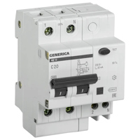 Автоматический выключатель дифференциального тока (АВДТ) 2п 20А х-ка C 30мА тип AC АД12 Generica