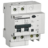 Автоматический выключатель дифференциального тока (АВДТ) 2п 50А х-ка C 300мА тип AC АД12 Generica