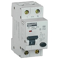 Автоматический выключатель дифференциального тока (АВДТ) 1п+N 6А х-ка C 30мА тип AC АВДТ32 Generica