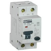 Автоматический выключатель дифференциального тока (АВДТ) 1п+N 16А х-ка C 30мА тип AC АВДТ32 Generica