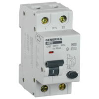 Автоматический выключатель дифференциального тока (АВДТ) 1п+N 40А х-ка C 30мА тип AC АВДТ32 Generica