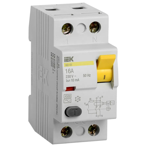 Выключатель дифференциального тока (УЗО) 2п 16А 10мА тип AC ВД1-63