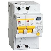 Автоматический выключатель дифференциального тока (АВДТ) 2п 16А х-ка B 30мА тип AC АД12