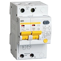 Автоматический выключатель дифференциального тока (АВДТ) 2п 16A х-ка C 30мA тип AC АД12