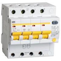 Автоматический выключатель дифференциального тока (АВДТ) 4п 16А х-ка C 30мА тип AC АД14