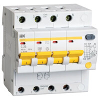 Автоматический выключатель дифференциального тока (АВДТ) 4п 25А х-ка C 30мА тип AC АД14