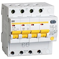 Автоматический выключатель дифференциального тока (АВДТ) 4п 25А х-ка C 100мА тип AC АД14