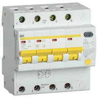 Автоматический выключатель дифференциального тока (АВДТ) 4п 63А х-ка C 100мА тип AC АД14S