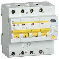 Автоматический выключатель дифференциального тока (АВДТ) 4п 63А х-ка C 300мА тип AC АД14S