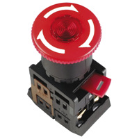 Кнопка красная с фиксацией ANE22 Гриб с подсветкой неон 1з+1р 240В