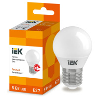 Лампа светодиодная LED 5вт E27 тепло-белый матовый шар Eco