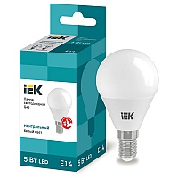 Лампа светодиодная LED 5вт E14 белый матовый шар Eco