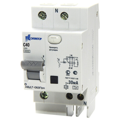 Автоматический выключатель дифференциального тока (АВДТ) 1п+N 16А х-ка C 30мА тип A
