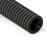 Труба гофрированная ПНД 25 мм черная с протяжкой безгалогенная (HF) (50м в уп)