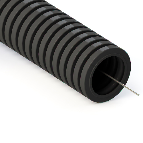Труба гофрированная ПНД 32 мм черная с протяжкой безгалогенная (HF) (25м в уп)