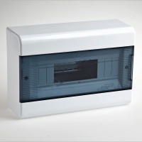 Щит распределительный навесной ЩРн-П-12 IP40 пластиковый белый с заземляющей шиной прозрачная дверь Тусо
