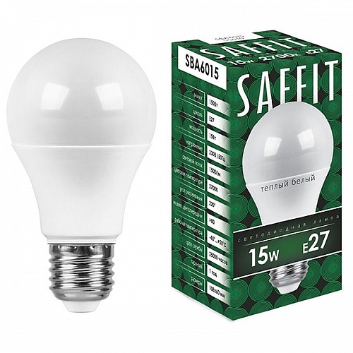 Лампа светодиодная LED 15Вт Е27 теплый, SBA6015
