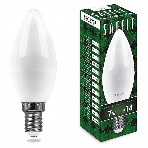Лампа светодиодная LED 7Вт E14 белый матовая свеча, SBC3707